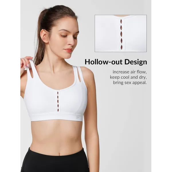 Yvette Sports Bras for Women High Support Sexy Criss Cross Back Design Workout FitnessWhite