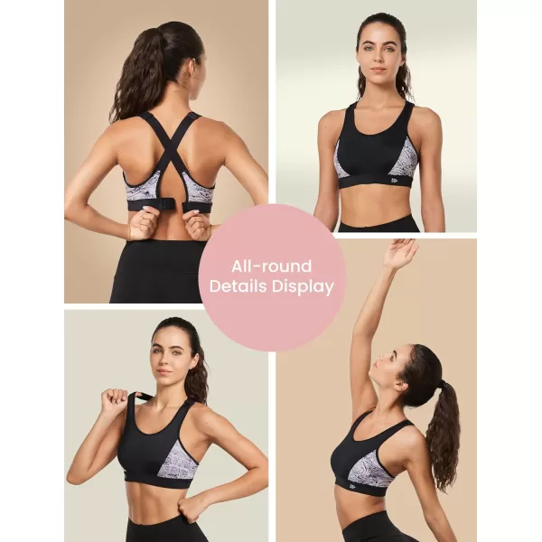 Yvette Swim Sports Bras for Women Adjustable Straps Criss Cross Back Molded Cup Yoga Sports Bra Swimsuit TopBlack
