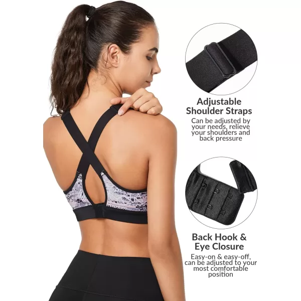 Yvette Swim Sports Bras for Women Adjustable Straps Criss Cross Back Molded Cup Yoga Sports Bra Swimsuit TopBlack