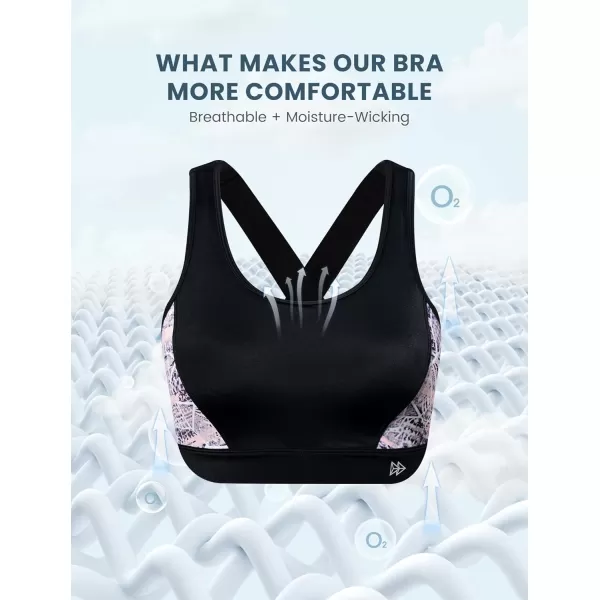 Yvette Swim Sports Bras for Women Adjustable Straps Criss Cross Back Molded Cup Yoga Sports Bra Swimsuit TopBlack
