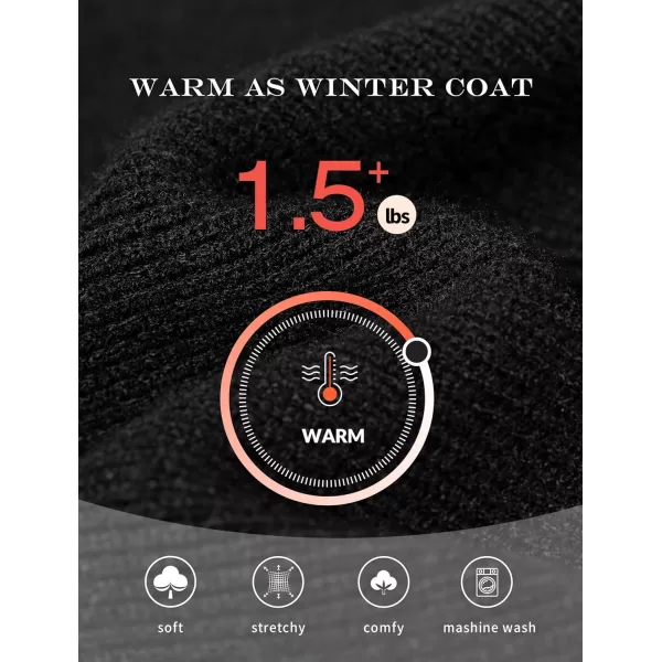 Yvette Thick Chunky Waffle Cardigan Sweater Coat Cocoon Womens Fall Winter Oversized Black Coatigan with PocketsBlack