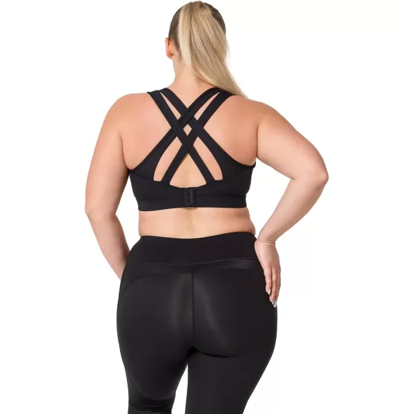 Yvette Women High Impact Sports Bras Criss Cross Back Sexy Running Bra for Plus SizeBlack  Double Thin Strap  High Impact