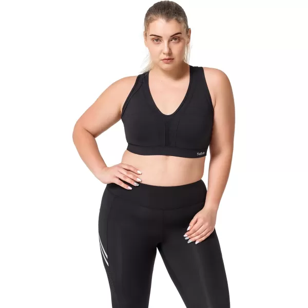 Yvette Women High Impact Sports Bras Criss Cross Back Sexy Running Bra for Plus SizeBlack  Double Thin Strap  High Impact