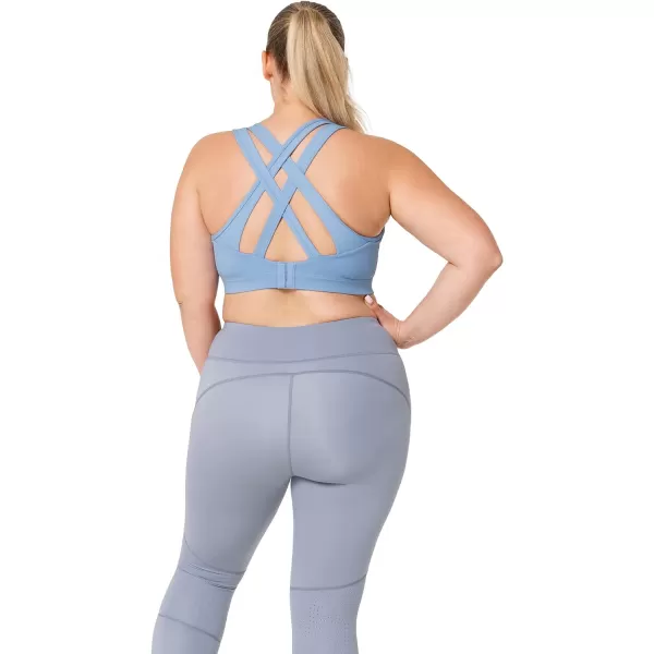Yvette Women High Impact Sports Bras Criss Cross Back Sexy Running Bra for Plus SizeBlue