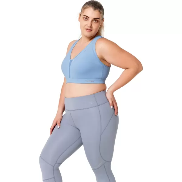 Yvette Women High Impact Sports Bras Criss Cross Back Sexy Running Bra for Plus SizeBlue