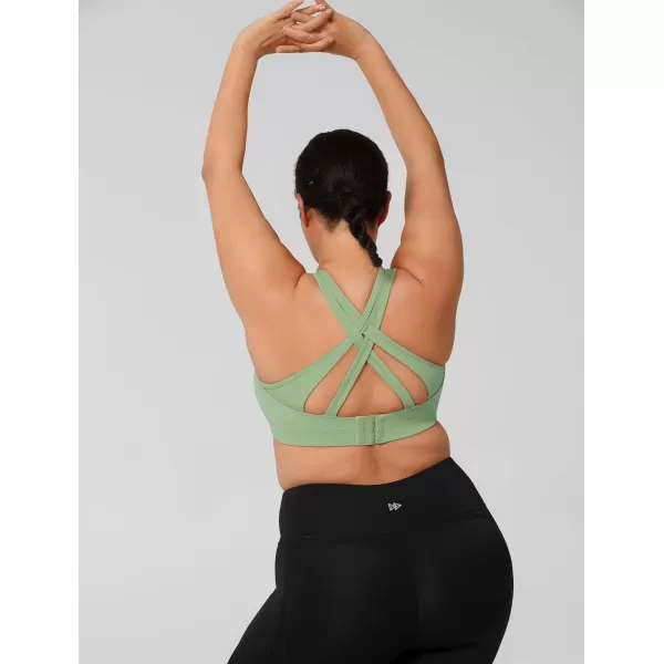 Yvette Women High Impact Sports Bras Criss Cross Back Sexy Running Bra for Plus SizeGreen
