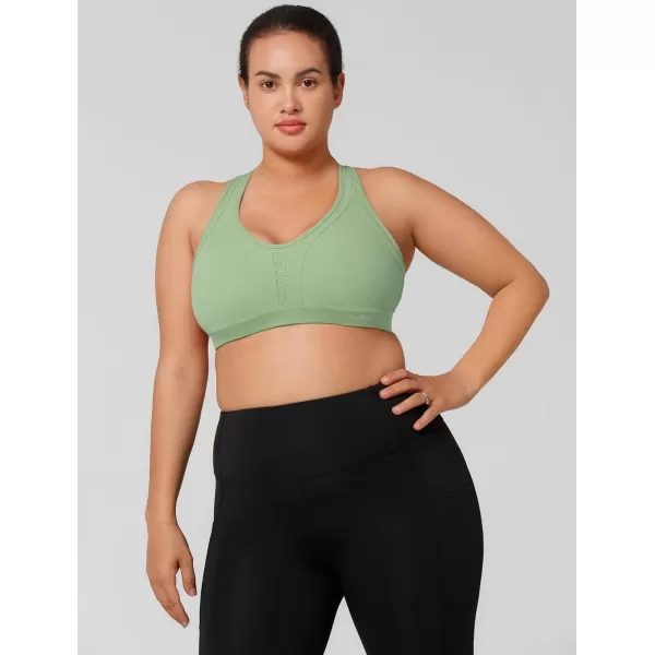 Yvette Women High Impact Sports Bras Criss Cross Back Sexy Running Bra for Plus SizeGreen