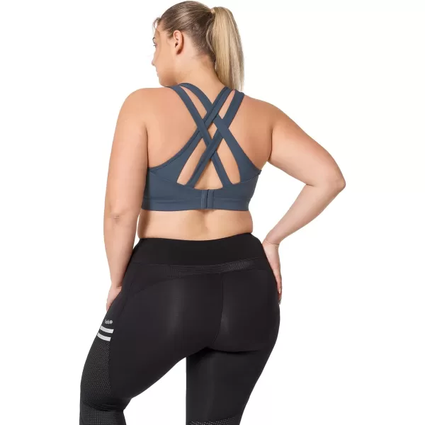 Yvette Women High Impact Sports Bras Criss Cross Back Sexy Running Bra for Plus SizeHaze Blue