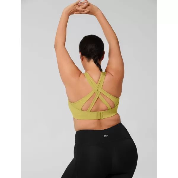 Yvette Women High Impact Sports Bras Criss Cross Back Sexy Running Bra for Plus SizeLight Yellow