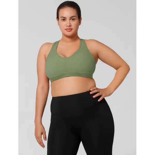 Yvette Women High Impact Sports Bras Criss Cross Back Sexy Running Bra for Plus SizePale Green