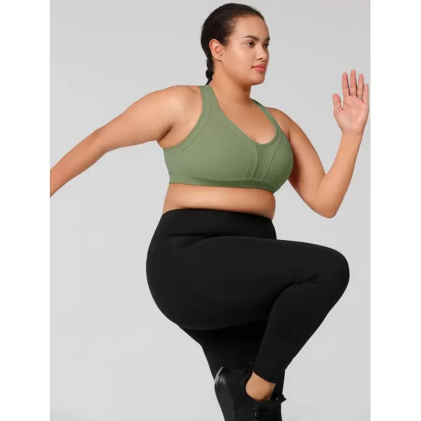 Yvette Women High Impact Sports Bras Criss Cross Back Sexy Running Bra for Plus SizePale Green