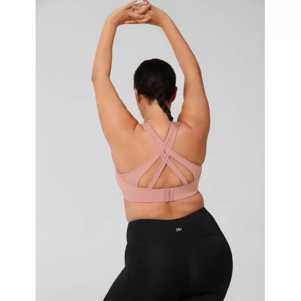 Yvette Women High Impact Sports Bras Criss Cross Back Sexy Running Bra for Plus SizePale Pink