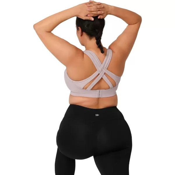 Yvette Women High Impact Sports Bras Criss Cross Back Sexy Running Bra for Plus SizePastel Pink