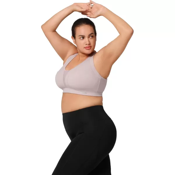 Yvette Women High Impact Sports Bras Criss Cross Back Sexy Running Bra for Plus SizePastel Pink