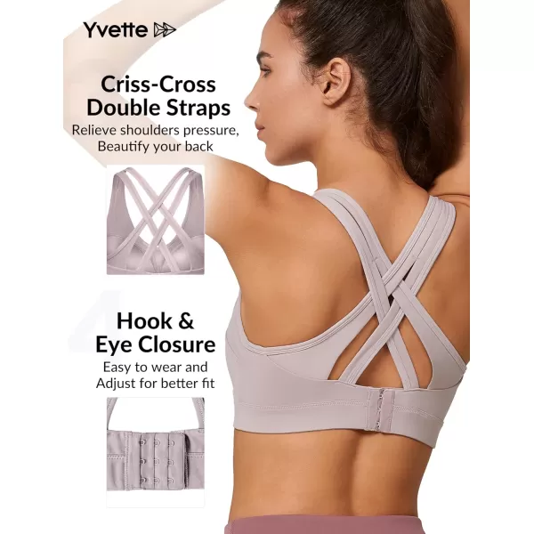 Yvette Women High Impact Sports Bras Criss Cross Back Sexy Running Bra for Plus SizePastel Pink