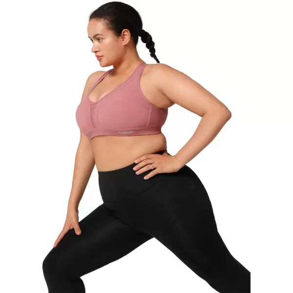 Yvette Women High Impact Sports Bras Criss Cross Back Sexy Running Bra for Plus SizeRose Red