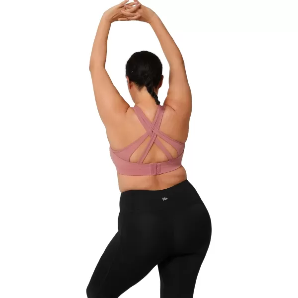 Yvette Women High Impact Sports Bras Criss Cross Back Sexy Running Bra for Plus SizeRose Red