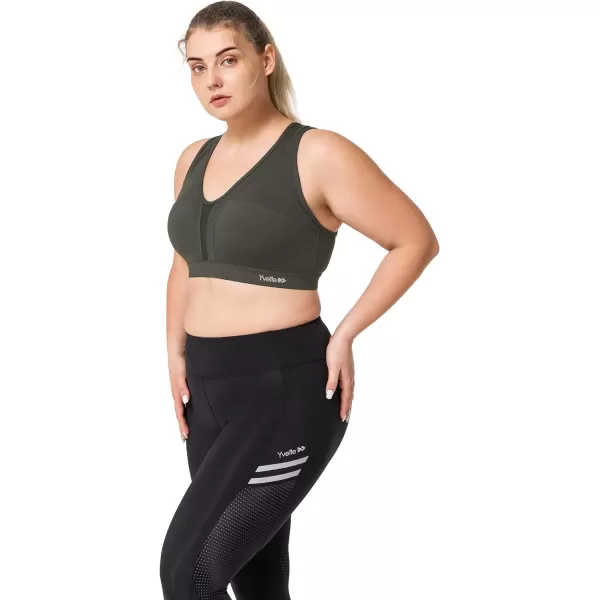 Yvette Women High Impact Sports Bras Criss Cross Back Sexy Running Bra for Plus SizeUrban Ash