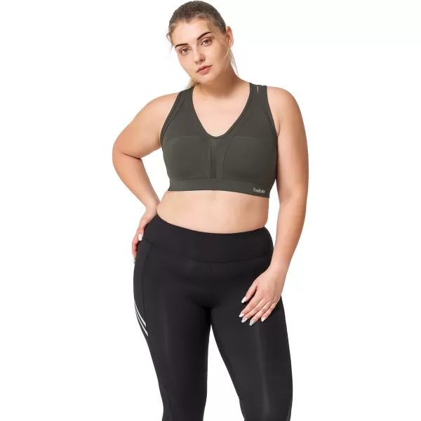 Yvette Women High Impact Sports Bras Criss Cross Back Sexy Running Bra for Plus SizeUrban Ash