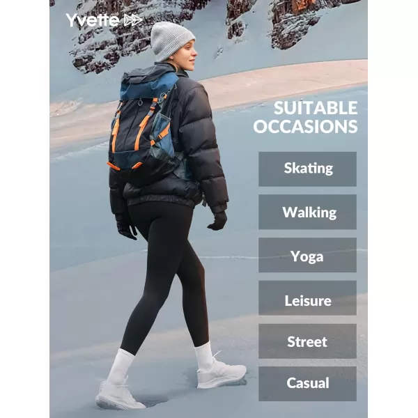 Yvette Women Thermal Fleece Lined Leggings Thick Soft Warm High Waisted Tummy Control Yoga Pants for WinterBlack
