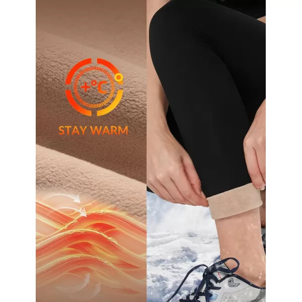 Yvette Women Thermal Fleece Lined Leggings Thick Soft Warm High Waisted Tummy Control Yoga Pants for WinterBlack