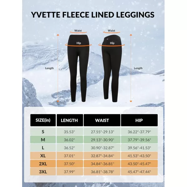 Yvette Women Thermal Fleece Lined Leggings Thick Soft Warm High Waisted Tummy Control Yoga Pants for WinterBlack