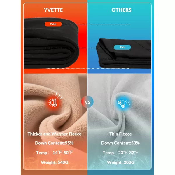 Yvette Women Thermal Fleece Lined Leggings Thick Soft Warm High Waisted Tummy Control Yoga Pants for WinterBlack