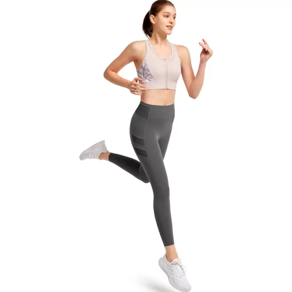 Yvette Womens Adjustable Sports Bra High Impact Zip Front Closure Crossed Back Supportive Running BraLight Purple