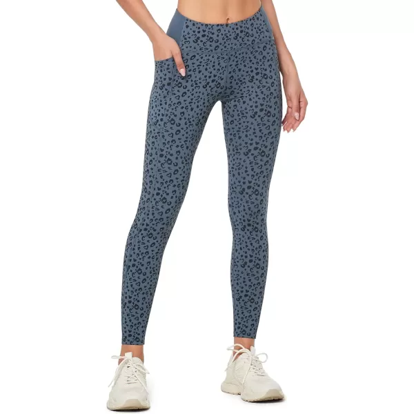 Yvette Womens Athletic Leggings with Pockets Leopard Print High Waisted Tummy Control Yoga Pants Non SeeThrough TightsBlue Leopard