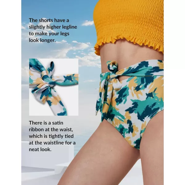 Yvette Womens Bandeau Bikini Sets Shirred Swimsuit High Waisted Bikini Bottoms Two Piece Bathing SuitYellow