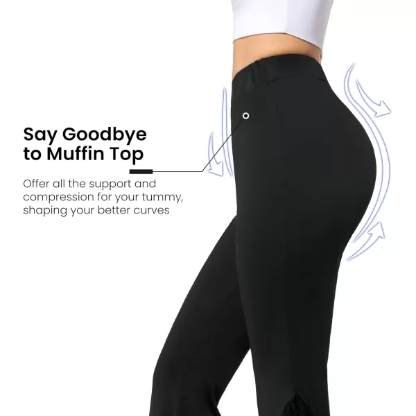 Yvette Womens Bell Bottom Pants Flare Leggings High Waist Tummy Control Wide Leg Dancing Bootcut Yoga PantsBlack  Wide Lacy Patchwork