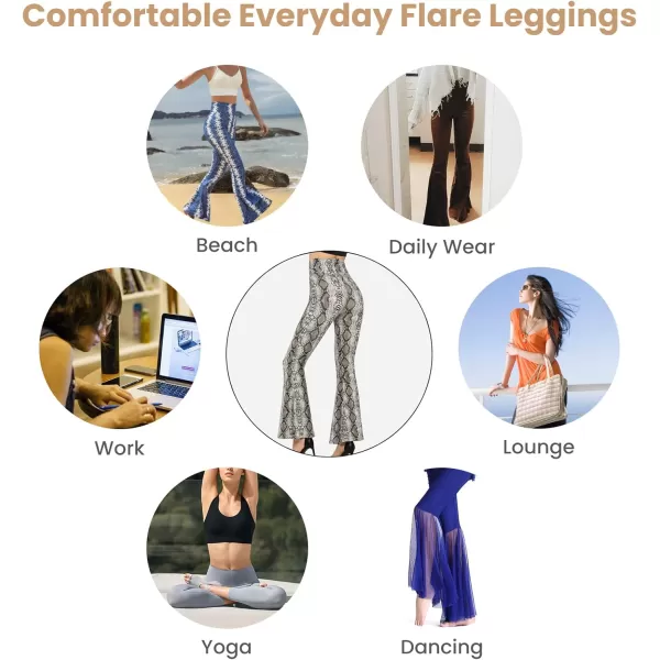 Yvette Womens Bell Bottom Pants Flare Leggings High Waist Tummy Control Wide Leg Dancing Bootcut Yoga PantsGrey Snakeskin