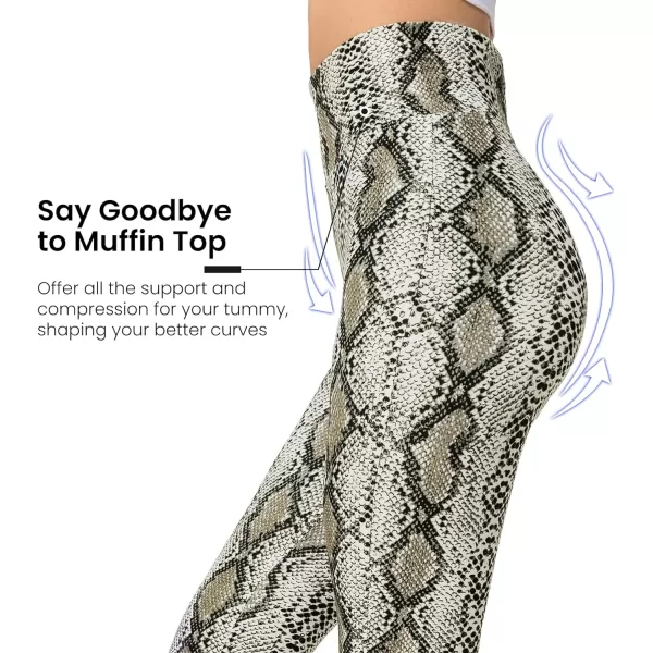 Yvette Womens Bell Bottom Pants Flare Leggings High Waist Tummy Control Wide Leg Dancing Bootcut Yoga PantsGrey Snakeskin