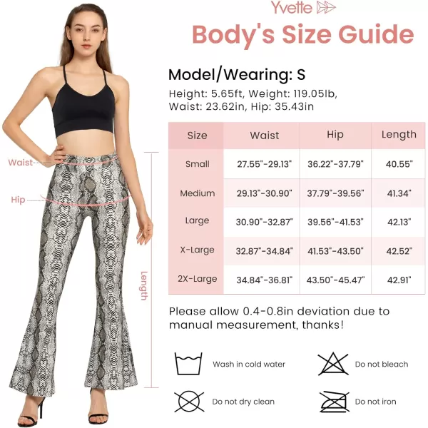 Yvette Womens Bell Bottom Pants Flare Leggings High Waist Tummy Control Wide Leg Dancing Bootcut Yoga PantsGrey Snakeskin