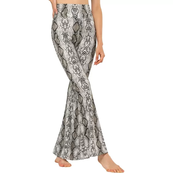 Yvette Womens Bell Bottom Pants Flare Leggings High Waist Tummy Control Wide Leg Dancing Bootcut Yoga PantsGrey Snakeskin