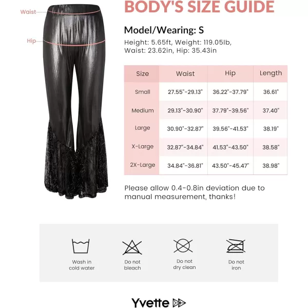 Yvette Womens Bell Bottom Pants Flare Leggings High Waist Tummy Control Wide Leg Dancing Bootcut Yoga PantsSparkle Grey