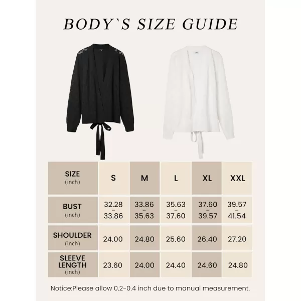 Yvette Womens Cardigan Sweaters HollowOut Open Front Knit Lightweight Sweater with Belt for WomenWhite