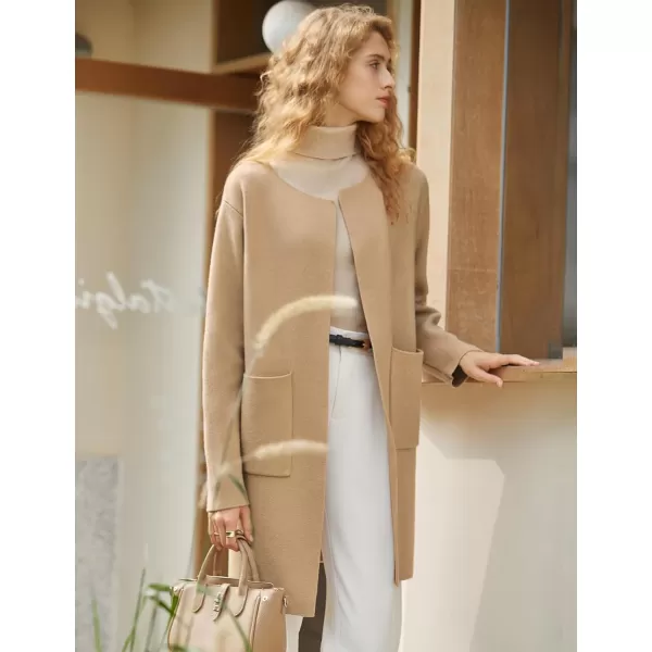 Yvette Womens Cardigan XS2XL Open Front Long Sweater with Pockets Plus Size Classy Dressy Casual Knit Coatigan CoatClassy Khaki