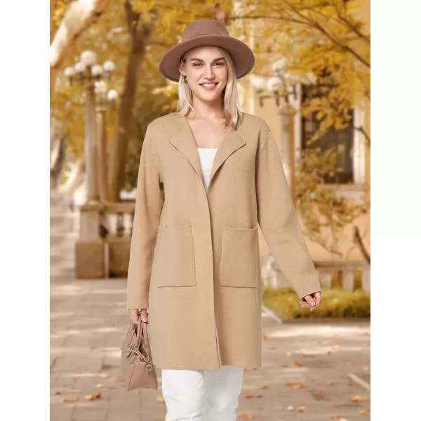Yvette Womens Cardigan XS2XL Open Front Long Sweater with Pockets Plus Size Classy Dressy Casual Knit Coatigan CoatClassy Khaki