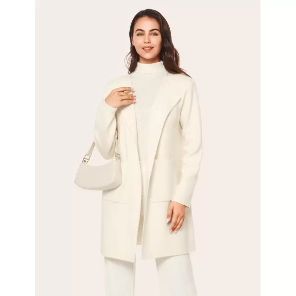 Yvette Womens Cardigan XS2XL Open Front Long Sweater with Pockets Plus Size Classy Dressy Casual Knit Coatigan CoatOffwhite