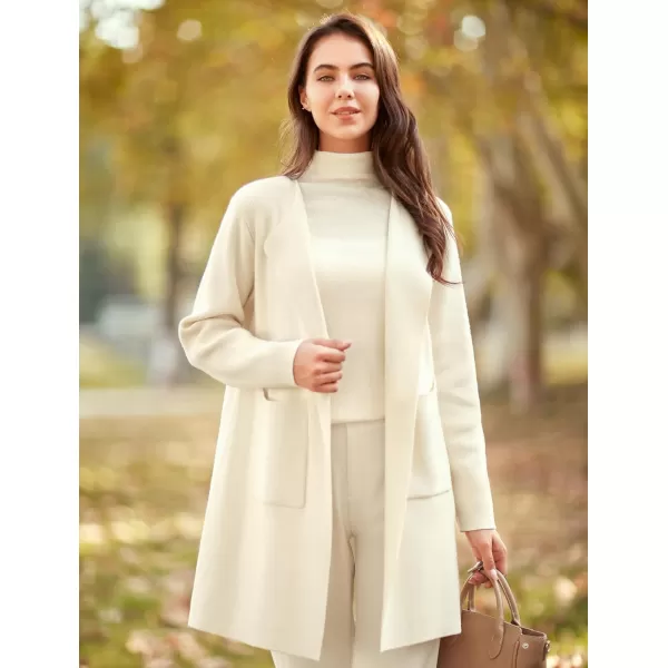 Yvette Womens Cardigan XS2XL Open Front Long Sweater with Pockets Plus Size Classy Dressy Casual Knit Coatigan CoatOffwhite