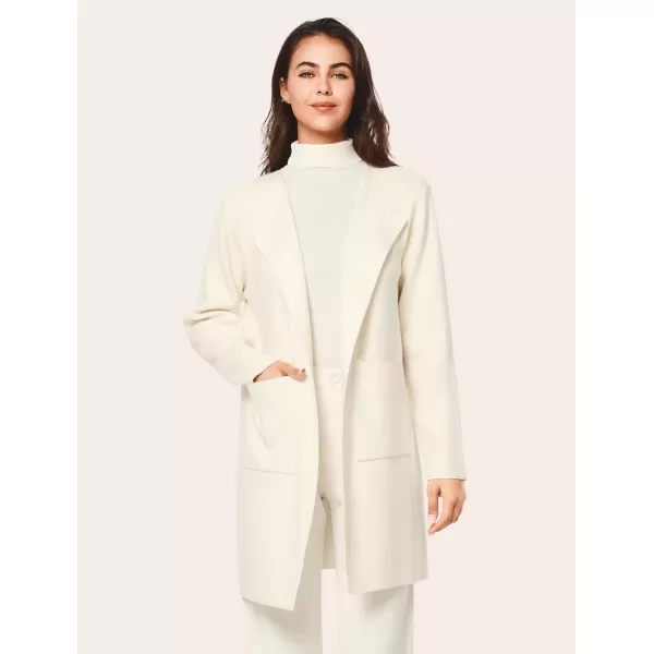 Yvette Womens Cardigan XS2XL Open Front Long Sweater with Pockets Plus Size Classy Dressy Casual Knit Coatigan CoatOffwhite