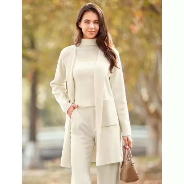 Yvette Womens Cardigan XS2XL Open Front Long Sweater with Pockets Plus Size Classy Dressy Casual Knit Coatigan CoatOffwhite