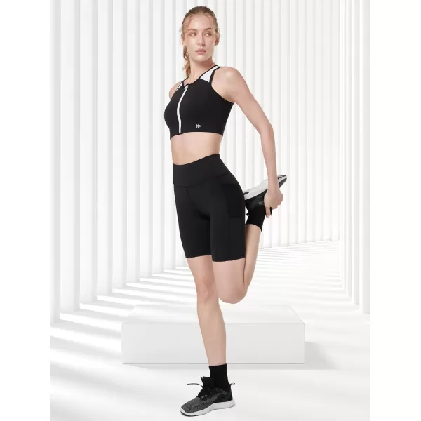 Yvette Womens High Support Impact Sports Bras Racerback Supportive Front Closure Sports Bra for Running WorkoutBlack