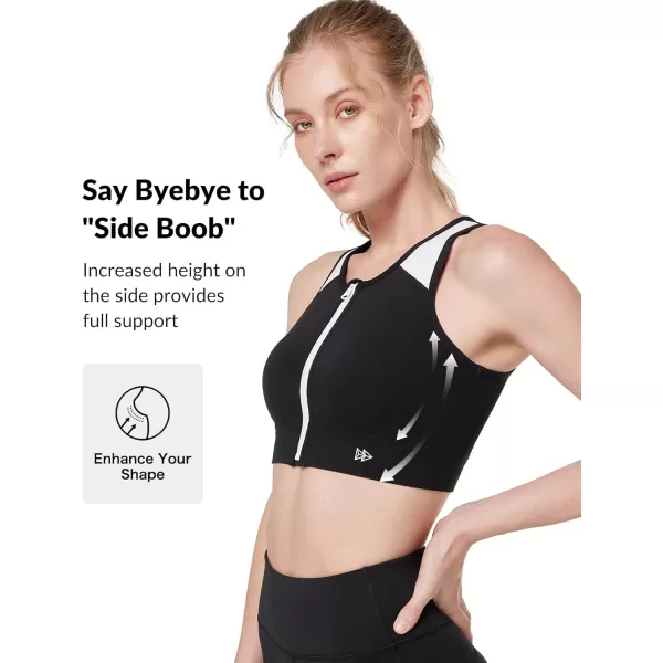 Yvette Womens High Support Impact Sports Bras Racerback Supportive Front Closure Sports Bra for Running WorkoutBlack