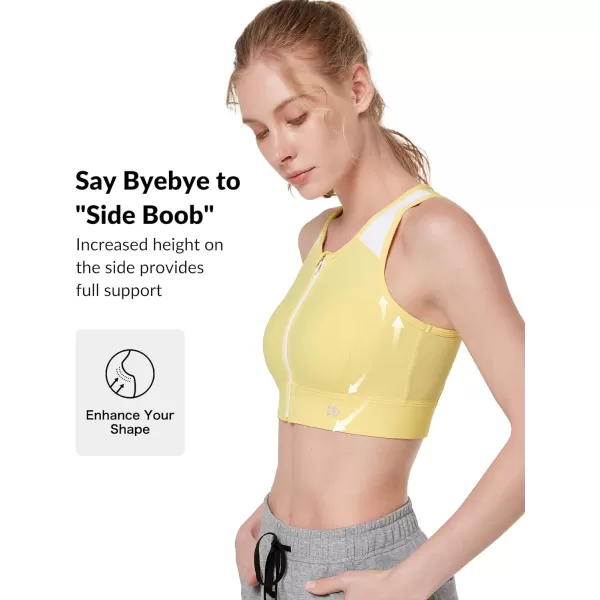 Yvette Womens High Support Impact Sports Bras Racerback Supportive Front Closure Sports Bra for Running WorkoutYellow