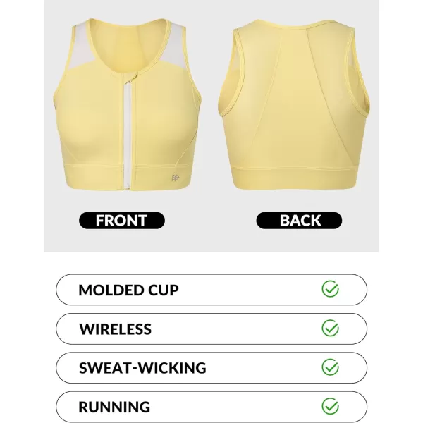 Yvette Womens High Support Impact Sports Bras Racerback Supportive Front Closure Sports Bra for Running WorkoutYellow