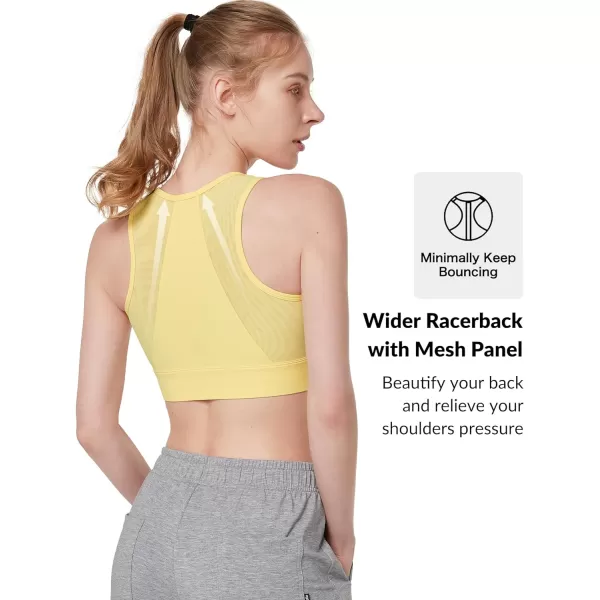Yvette Womens High Support Impact Sports Bras Racerback Supportive Front Closure Sports Bra for Running WorkoutYellow