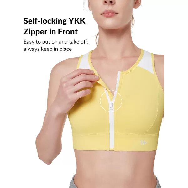 Yvette Womens High Support Impact Sports Bras Racerback Supportive Front Closure Sports Bra for Running WorkoutYellow