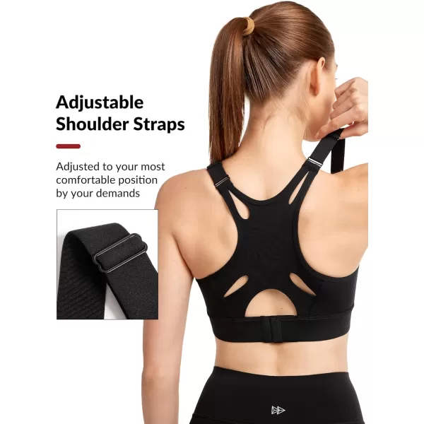 Yvette Womens Hign Impact Sports Bras Adjustable Straps Supportive Racerback Sports Bra Plus Size for RunningBlack